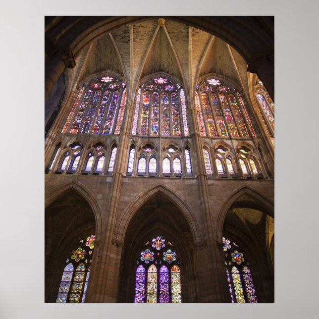 Catedral de Leon, Buntglasfenster Poster (Vorne)