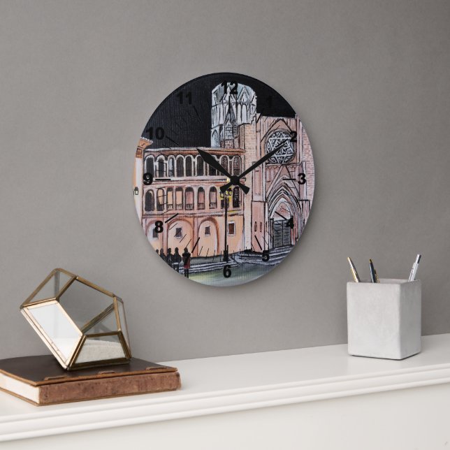 Catedral de Santa María Painting by Alfred Fox Große Wanduhr (Büro)