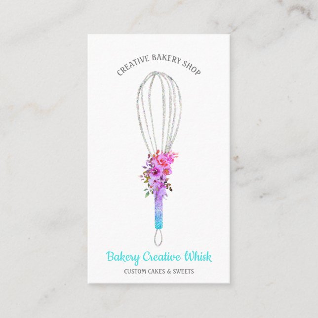 Caterer Whisk Logo Konditorei boho Visitenkarte (Vorderseite)