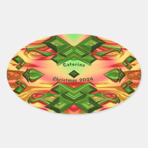 CATERINA ~ CHRISTMAS 2024 Green Red Yellow ~ Ovaler Aufkleber