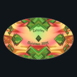CATERINA ~ CHRISTMAS 2024 Green Red Yellow ~ Ovaler Aufkleber<br><div class="desc">Das ist ein Fraktal Design aus Weihnachtsfarben und -tönen. Es ist 3D.</div>