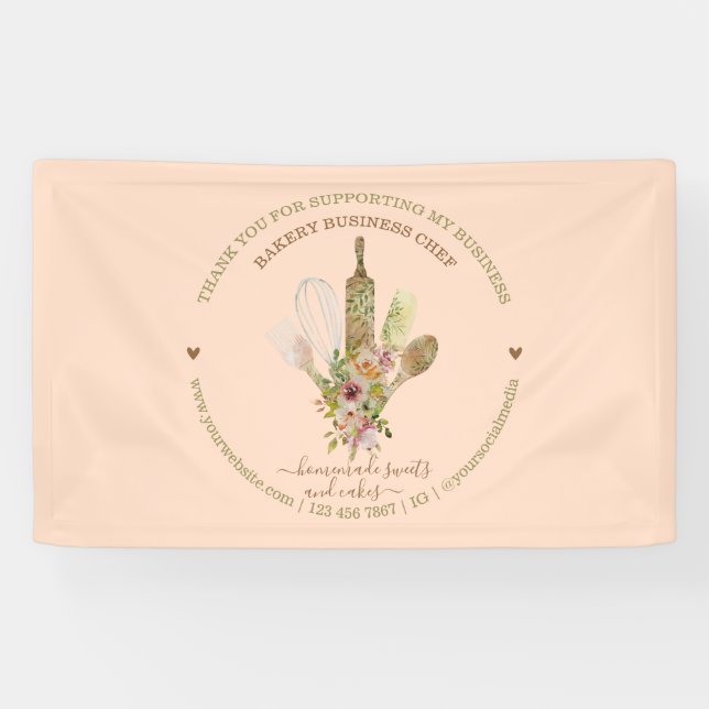 Catering Bäckerei Koch Rustikal Rosa Banner (Horizontal)