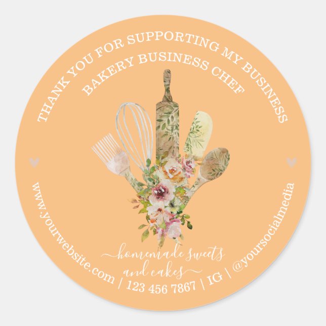 Catering Bäckerei Koch Rustikale Eukalyptus Muster Runder Aufkleber (Vorderseite)