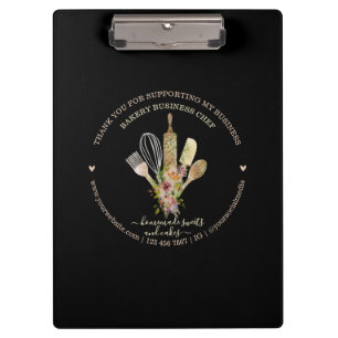 Catering-Biz-Bäckerei Rustikal Schwarz Boho Klemmbrett