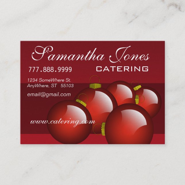 Catering Business Card Rote Weihnachtsschmuck Visitenkarte (Vorderseite)