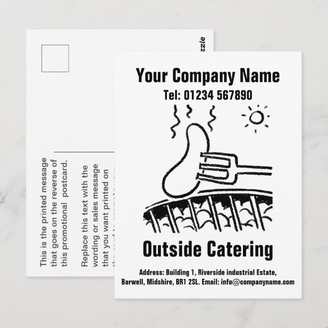 Catering-Cartoon-Design für die Personalisierung Postkarte (Vorne/Hinten)