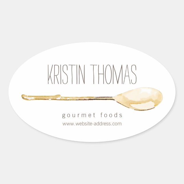 Catering der WasserfarbenSpoon, Koch II-Aufkleber Ovaler Aufkleber (Vorderseite)