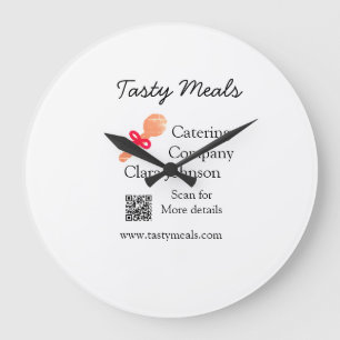 Catering-Dienstleistungen Name QR-Code Website Bäc Große Wanduhr