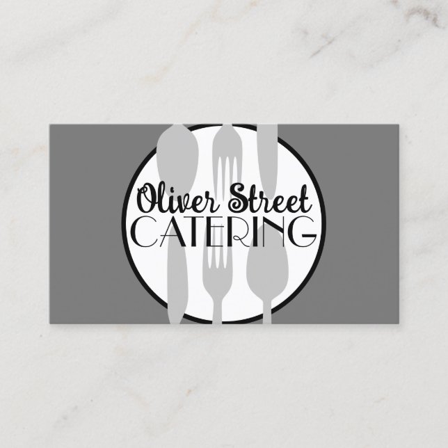 Catering oder Café kühl, modern und schick grau un Visitenkarte (Vorderseite)