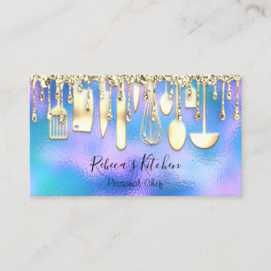 Catering Personal Koch Kitchen Knifes Golden Blue Visitenkarte