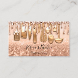 Catering Personal Koch Kitchen Knifes Rose Glitzer Visitenkarte