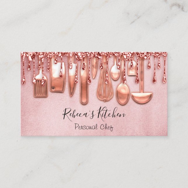 Catering Personal Koch Kitchen Knifes Rose Rosa Visitenkarte (Vorderseite)