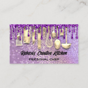 Catering Personal Koch Restaurant QR Lila Code Visitenkarte