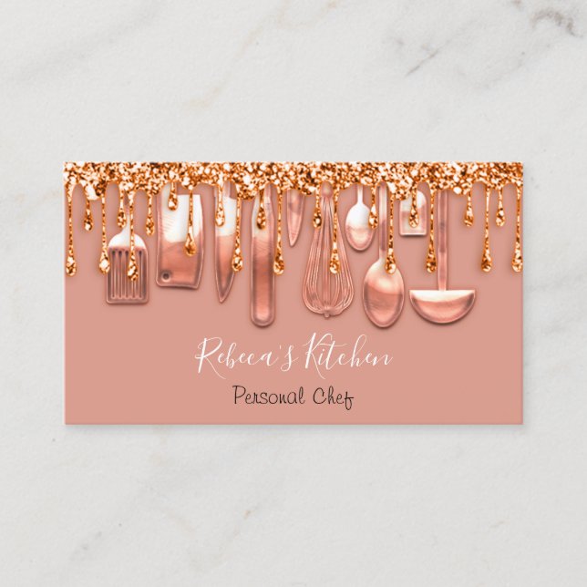 Catering Personal Koch Restaurant Rose Tropfen Visitenkarte (Vorderseite)
