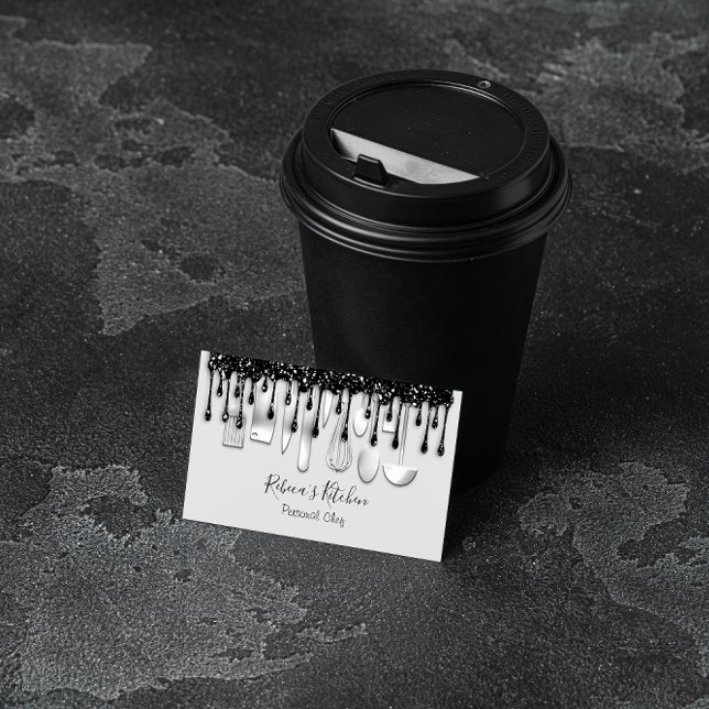 Catering Personal Koch Restaurant Schwarzer Tropfe Visitenkarte (Von Creator hochgeladen)