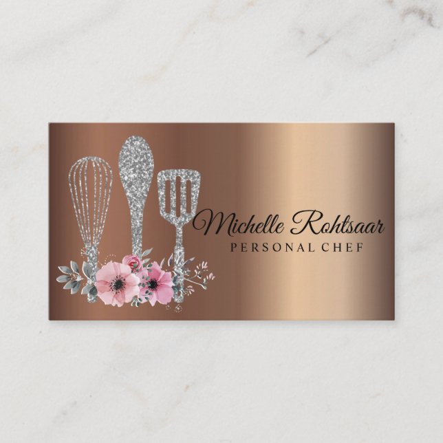 Catering Personal Koch Restaurant Tropfen Bronze d Visitenkarte (Vorderseite)