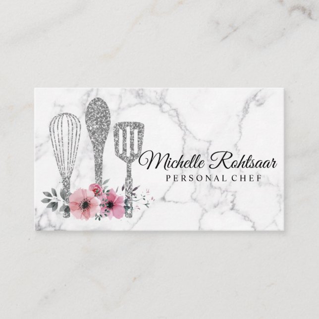 Catering Personal Koch Restaurant Tropfen Red Gold Visitenkarte (Vorderseite)