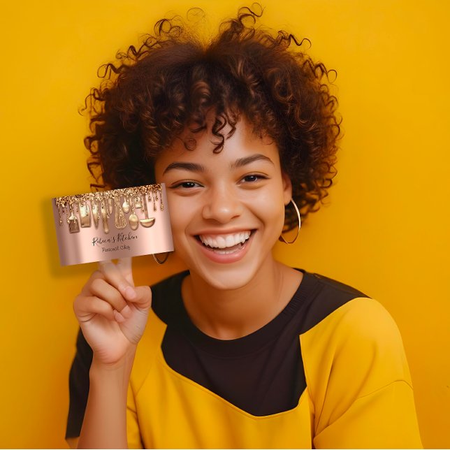 Catering Personal Koch Restaurant Tropfen Rose Gol Visitenkarte (Catering Personal Chef Restaurant Drip Rose Gold Business Card)