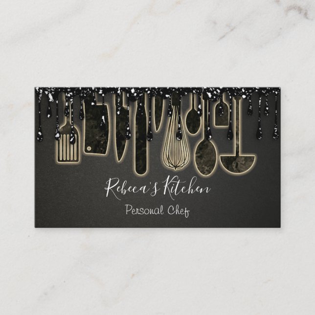 Catering Personal Koch Restaurant Tropfen Visitenkarte (Vorderseite)