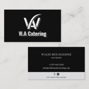 Catering Restaurant Berufliches Logo Schwarz Visitenkarte