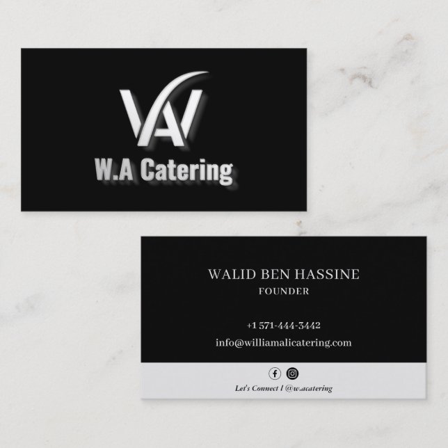 Catering Restaurant Berufliches Logo Schwarz Visitenkarte (Vorne/Hinten)
