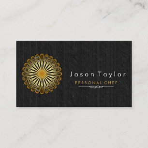 Catering Retro Black Wood Koch Gold Whisk Circle Visitenkarte