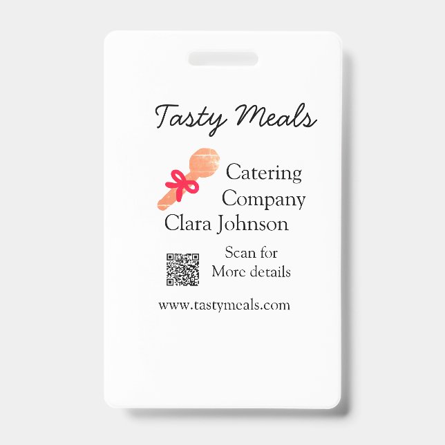Catering Services fügen den Namen QR-Code Website  Ausweis (Vorderseite)