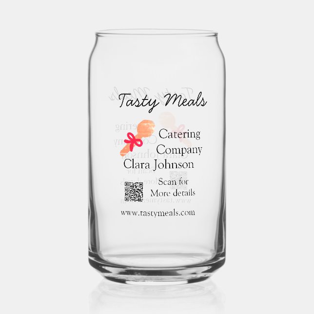 Catering Services fügen den Namen QR-Code Website  Dosenglas (Vorderseite)