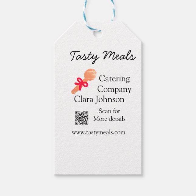 Catering Services fügen den Namen QR-Code Website  Geschenkanhänger (Vorderseite)