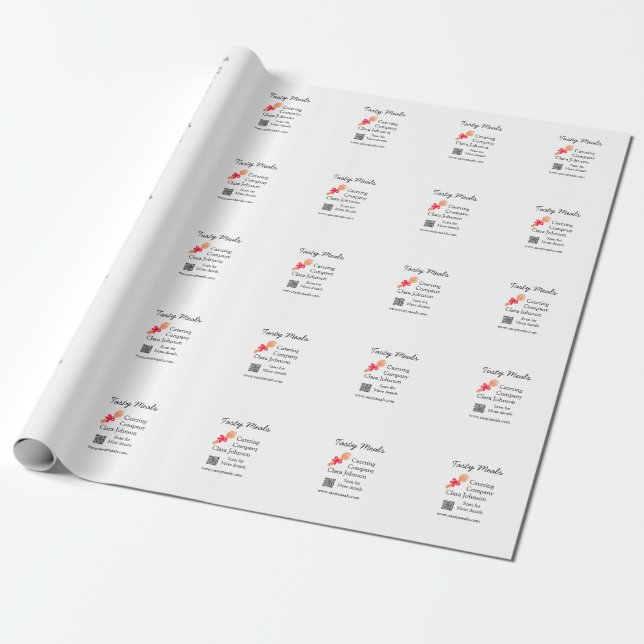 Catering Services fügen den Namen QR-Code Website  Geschenkpapier (Ungerollt)