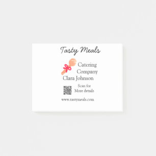 Catering Services fügen den Namen QR-Code Website  Post-it Klebezettel