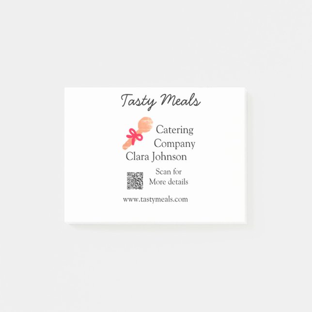Catering Services fügen den Namen QR-Code Website  Post-it Klebezettel (Vorderseite)