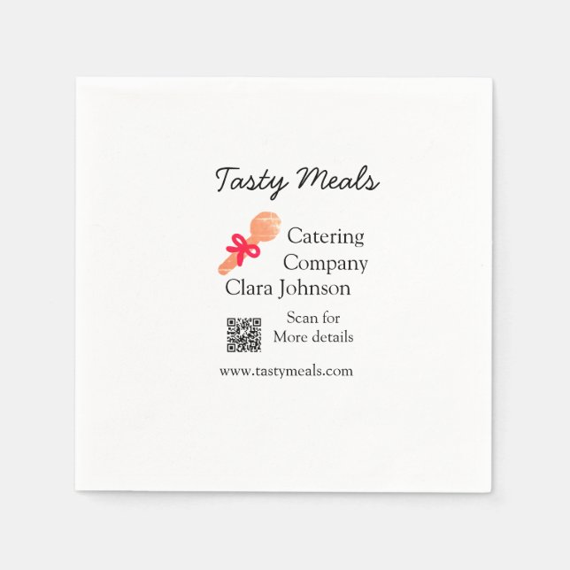 Catering Services fügen den Namen QR-Code Website  Serviette (Vorderseite)