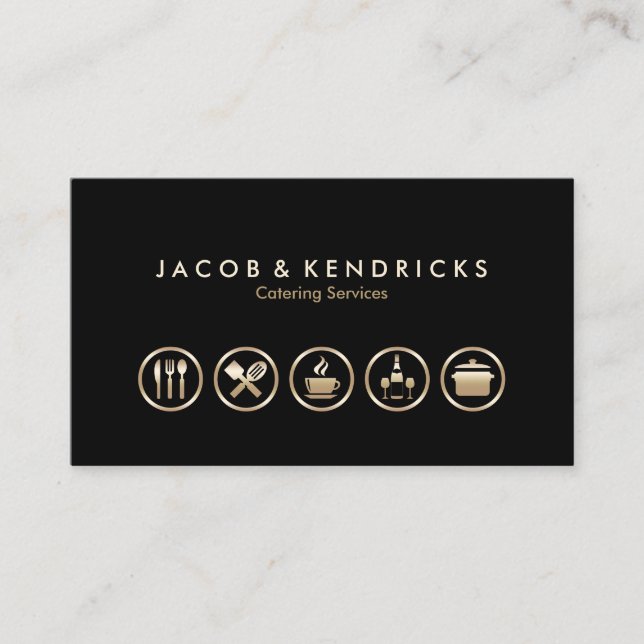 Catering Services Gold Icons BusinessCard Visitenkarte (Vorderseite)