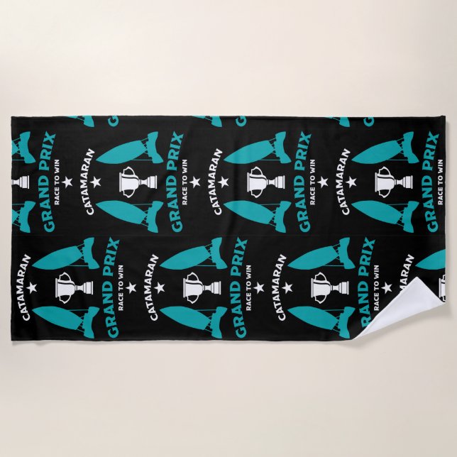 Catermaran Hydrofoil Sailboat Racing Strandtuch (Vorderseite)