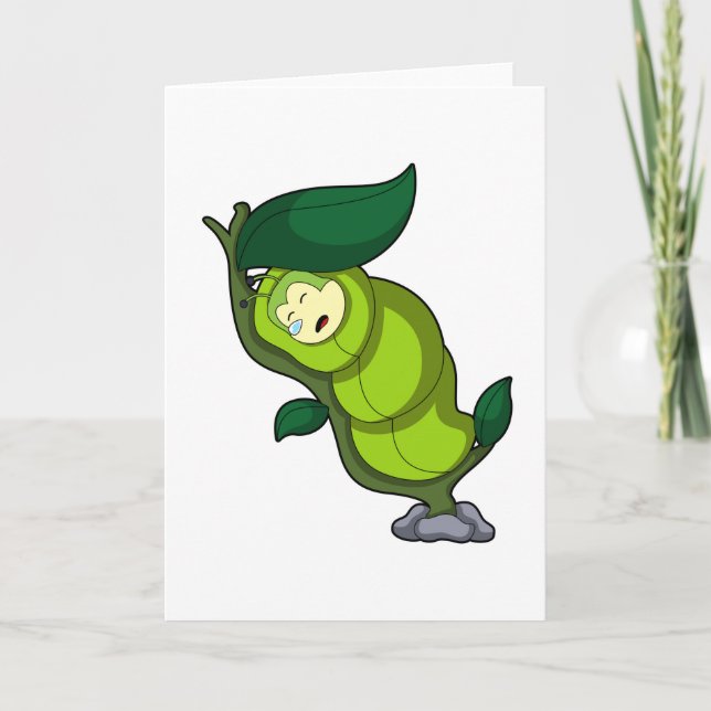 Caterpillar at Sleeping with Leaf Karte (Vorderseite)