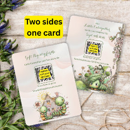 Caterpillar Baby Shower QR Code RSVP/Gift Registry Mitteilungskarte