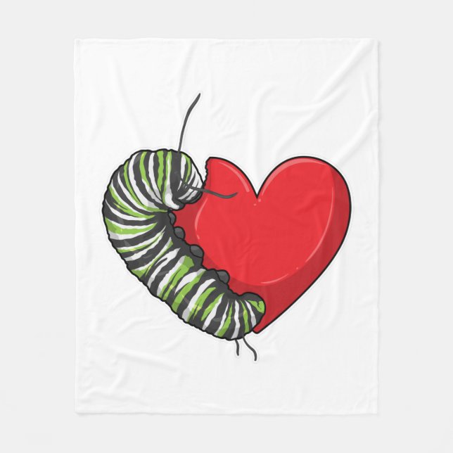 Caterpillar Love Heart Fleecedecke (Vorderseite)
