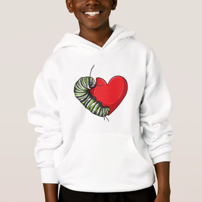 Caterpillar Love Heart Hoodie (Vorderseite)