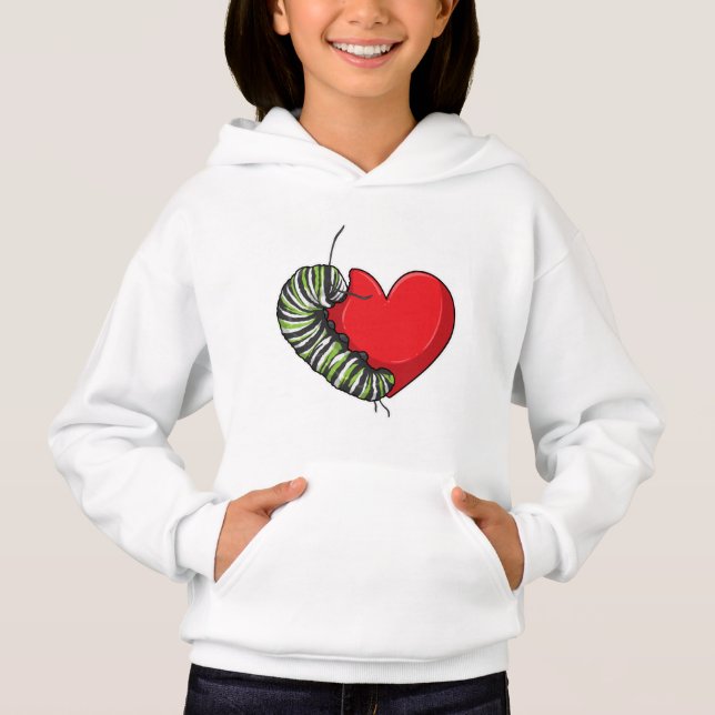 Caterpillar Love Heart Hoodie (Vorderseite)