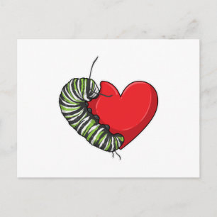 Caterpillar Love Heart Postkarte
