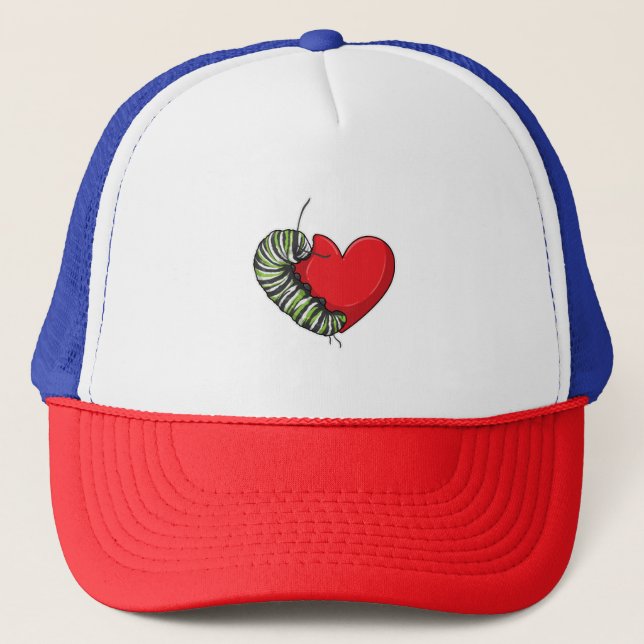 Caterpillar Love Heart Truckerkappe (Vorderseite)