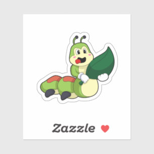 Caterpillar with Leaf Aufkleber