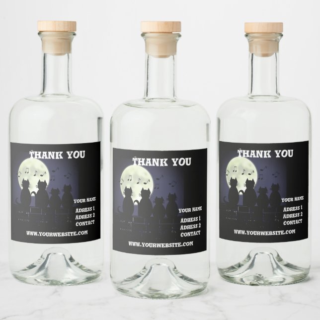 Caterwur, Katzen im Mondlicht. Personalisieren Alkoholflaschenetikett (Flaschen)