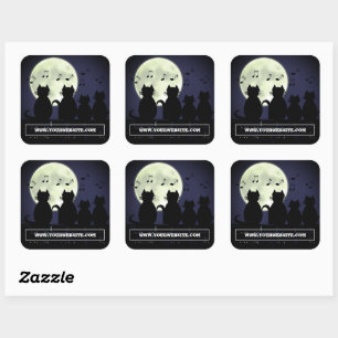 Caterwur, Katzen im Mondlicht. Quadratischer Aufkleber