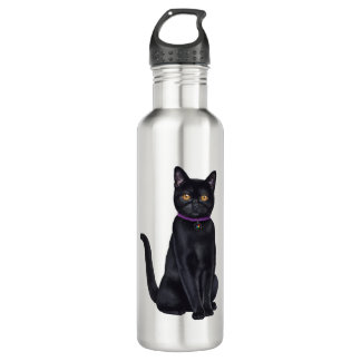 CatFans - schwarze Katze Bombays Edelstahlflasche