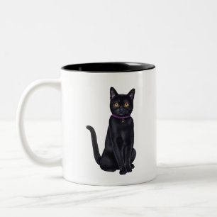CatFans - schwarze Katze Bombays Zweifarbige Tasse