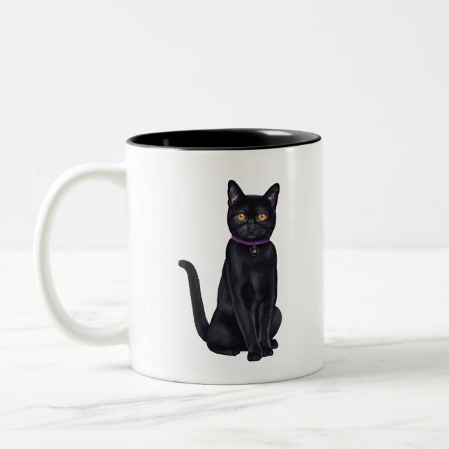 CatFans - schwarze Katze Bombays Zweifarbige Tasse (Links)