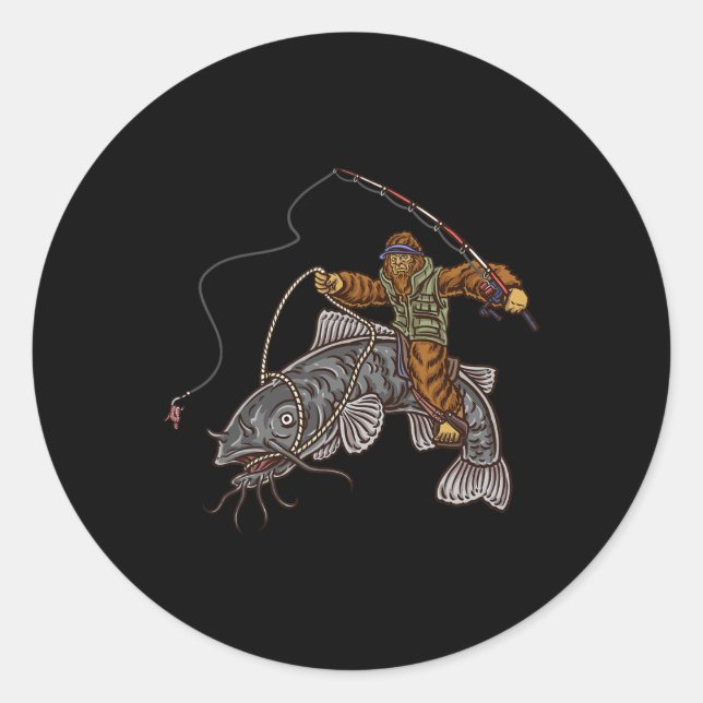 Catfischereifischer — Bigfoot Jagd — Runder Aufkleber (Vorderseite)