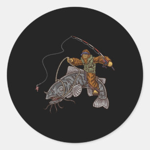 Catfischereifischer — Bigfoot Jagd — Runder Aufkleber